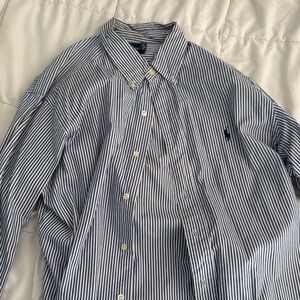 Polo by Ralph Lauren Blue and White Casual Button Down Shirt